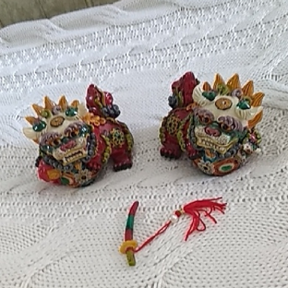 Colorful Foo Dog Statues